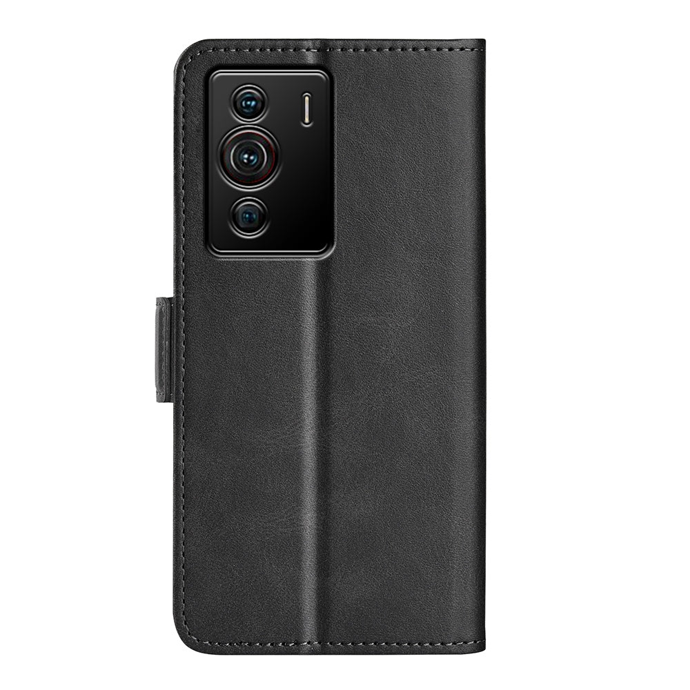 Folio Flip Dual-Clasp PU Leather Phone Shell for ZTE nubia Z40 Pro, Wallet Stand Case Phone Accessory