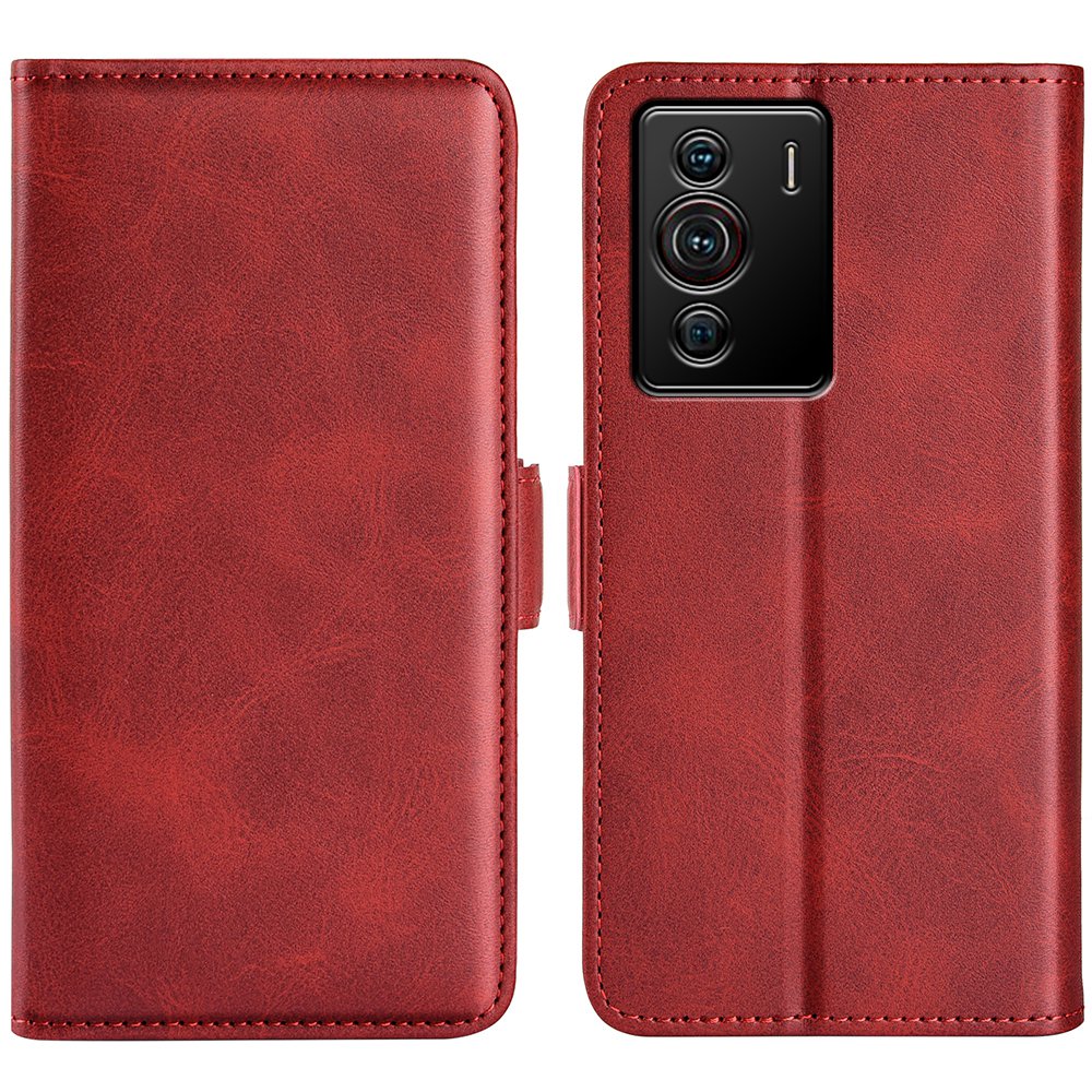 Folio Flip Dual-Clasp PU Leather Phone Shell for ZTE nubia Z40 Pro, Wallet Stand Case Phone Accessory