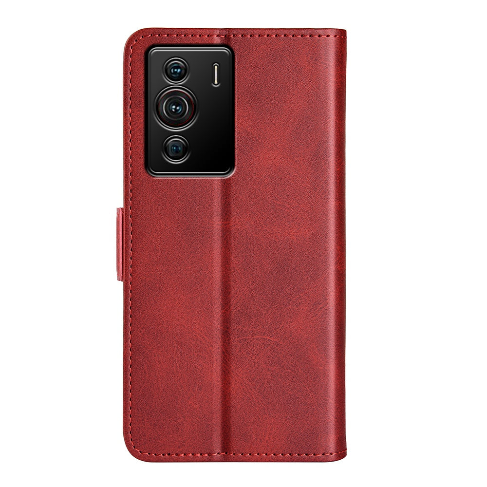 Folio Flip Dual-Clasp PU Leather Phone Shell for ZTE nubia Z40 Pro, Wallet Stand Case Phone Accessory