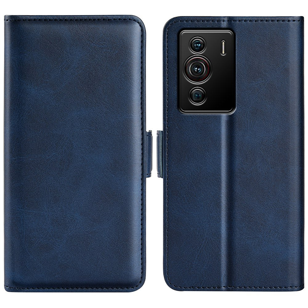 Folio Flip Dual-Clasp PU Leather Phone Shell for ZTE nubia Z40 Pro, Wallet Stand Case Phone Accessory