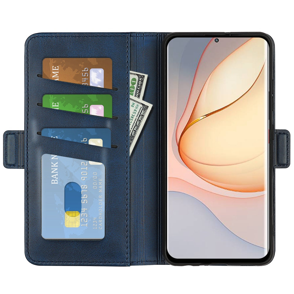 Folio Flip Dual-Clasp PU Leather Phone Shell for ZTE nubia Z40 Pro, Wallet Stand Case Phone Accessory