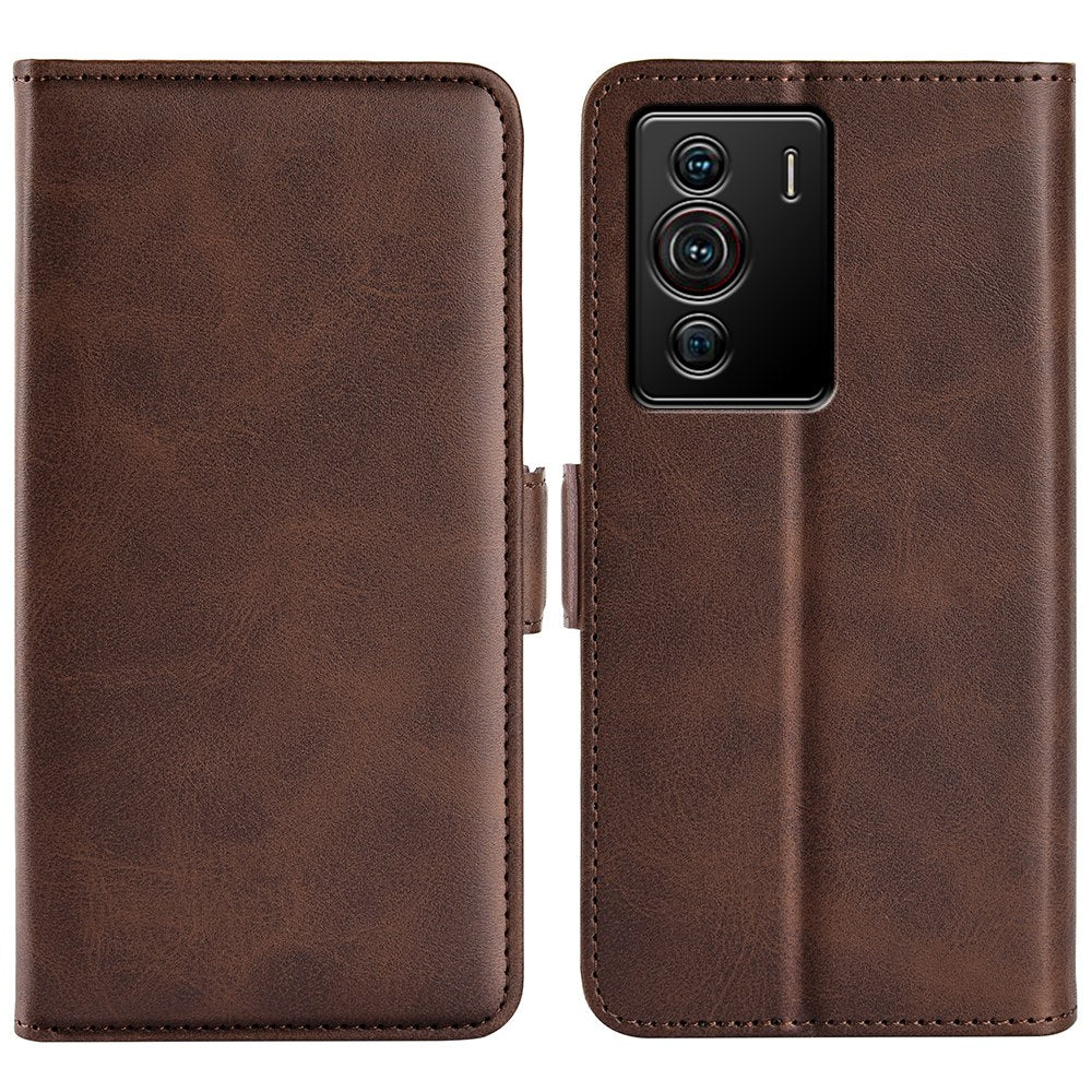 Folio Flip Dual-Clasp PU Leather Phone Shell for ZTE nubia Z40 Pro, Wallet Stand Case Phone Accessory