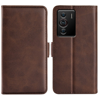 Folio Flip Dual-Clasp PU Leather Phone Shell for ZTE nubia Z40 Pro, Wallet Stand Case Phone Accessory