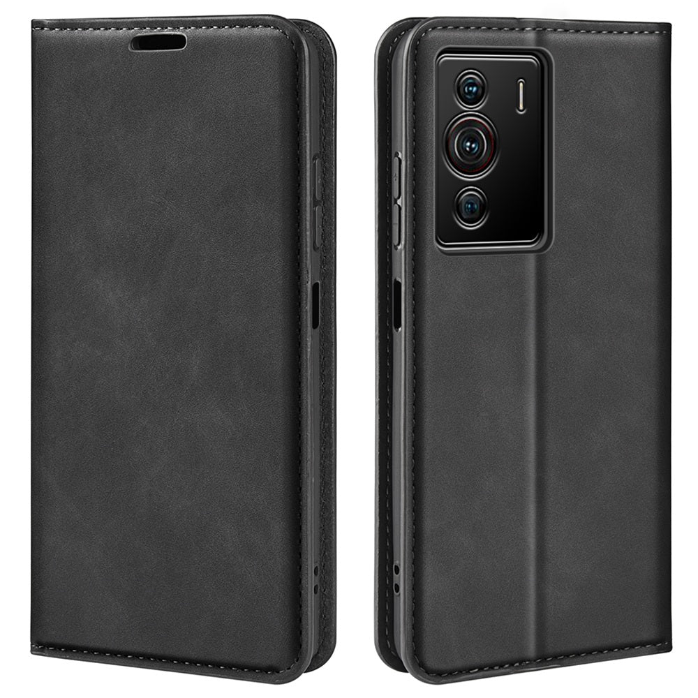 Silky-Touch Folio Flip Leather Cover for ZTE nubia Z40 Pro, Full Coverage Auto-Absorbed Phone Protective Case with Wallet Stand