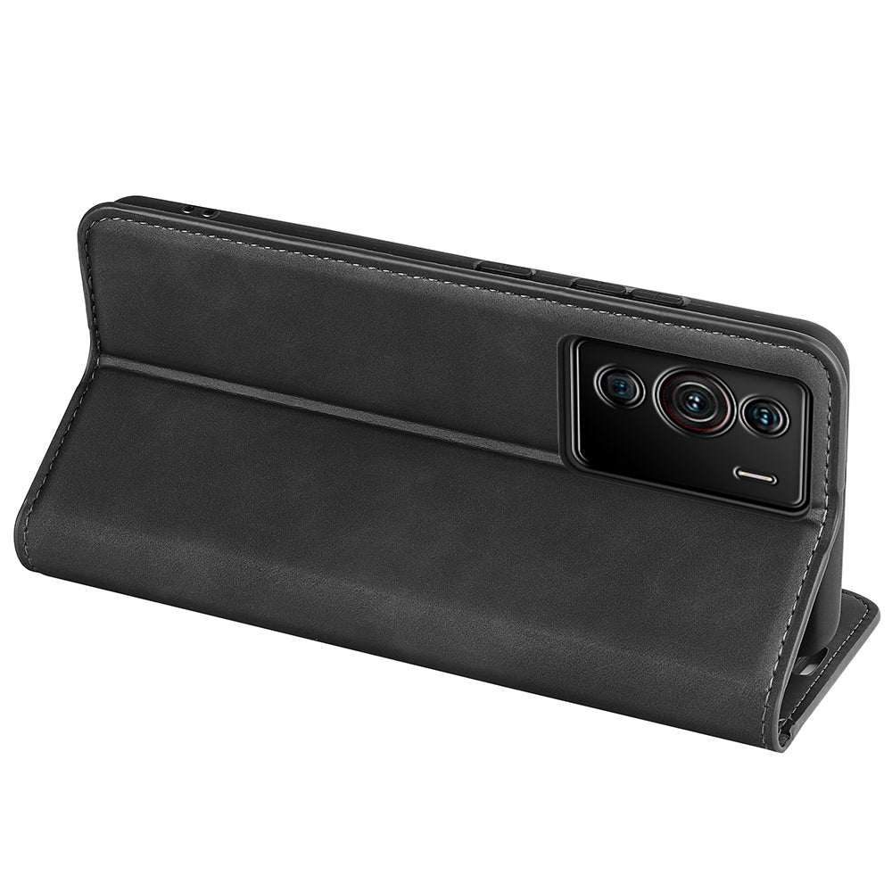 Silky-Touch Folio Flip Leather Cover for ZTE nubia Z40 Pro, Full Coverage Auto-Absorbed Phone Protective Case with Wallet Stand