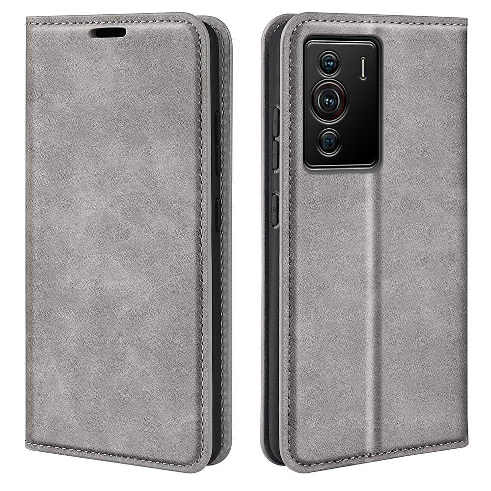 Silky-Touch Folio Flip Leather Cover for ZTE nubia Z40 Pro, Full Coverage Auto-Absorbed Phone Protective Case with Wallet Stand