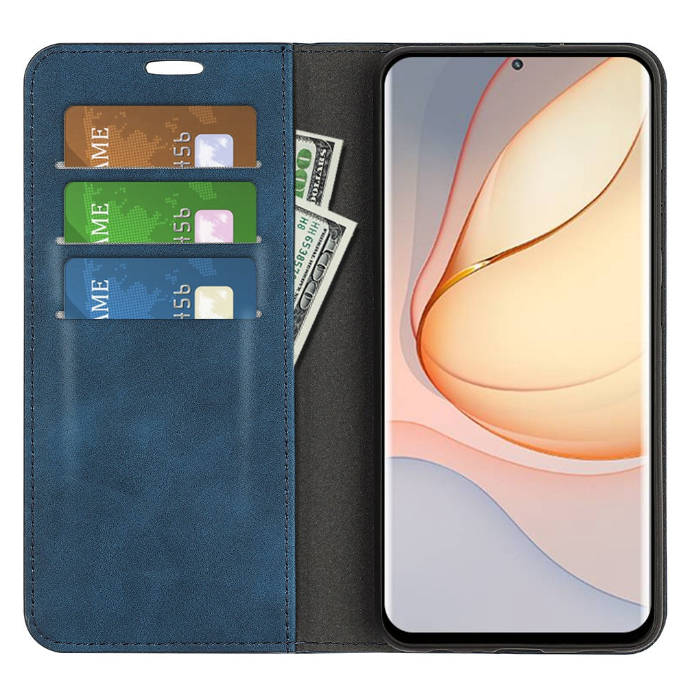 Silky-Touch Folio Flip Leather Cover for ZTE nubia Z40 Pro, Full Coverage Auto-Absorbed Phone Protective Case with Wallet Stand