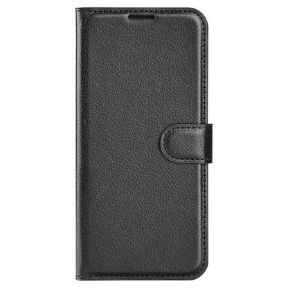 Folio Flip Litchi Skin Leather Case for TCL 30 5G, Wallet Adjustable Horizontal Stand Cover Phone Accessory