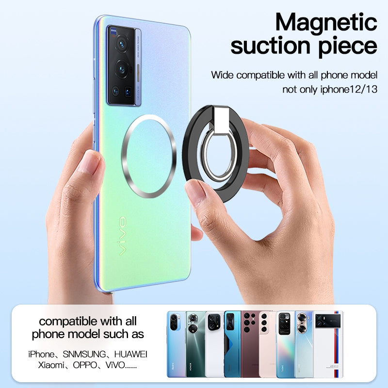 Compatible with MagSafe Accessories Magnetic Phone Ring Holder Compatible with iPhone 13 / 12 Series Adjustable Finger Ring Grip Stand Support 360-degree Rotating 180-degree Folding