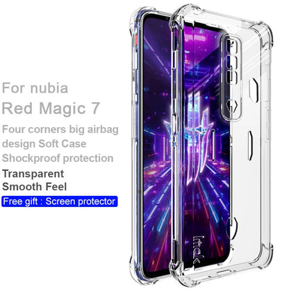 IMAK TPU Case for ZTE nubia Red Magic 7, Airbag Shockproof Transparent TPU Phone Shell with Screen Protector