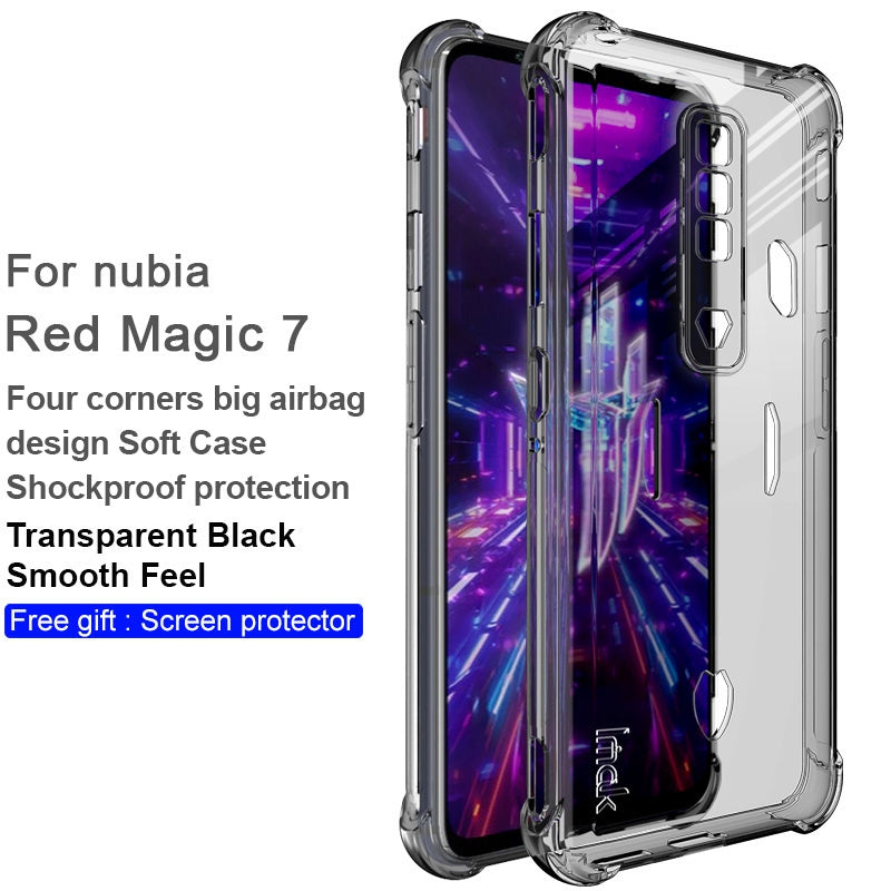 IMAK TPU Case for ZTE nubia Red Magic 7, Airbag Shockproof Transparent TPU Phone Shell with Screen Protector