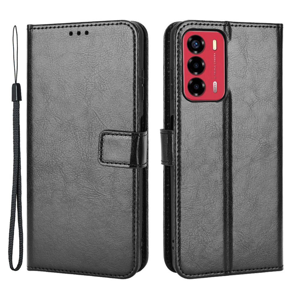 For ZTE Blade A72/Blade V40 Vita Split Leather+TPU Wallet Folio Phone Case Crazy Horse Texture Stand Anti-scratch Cell Phone Shell