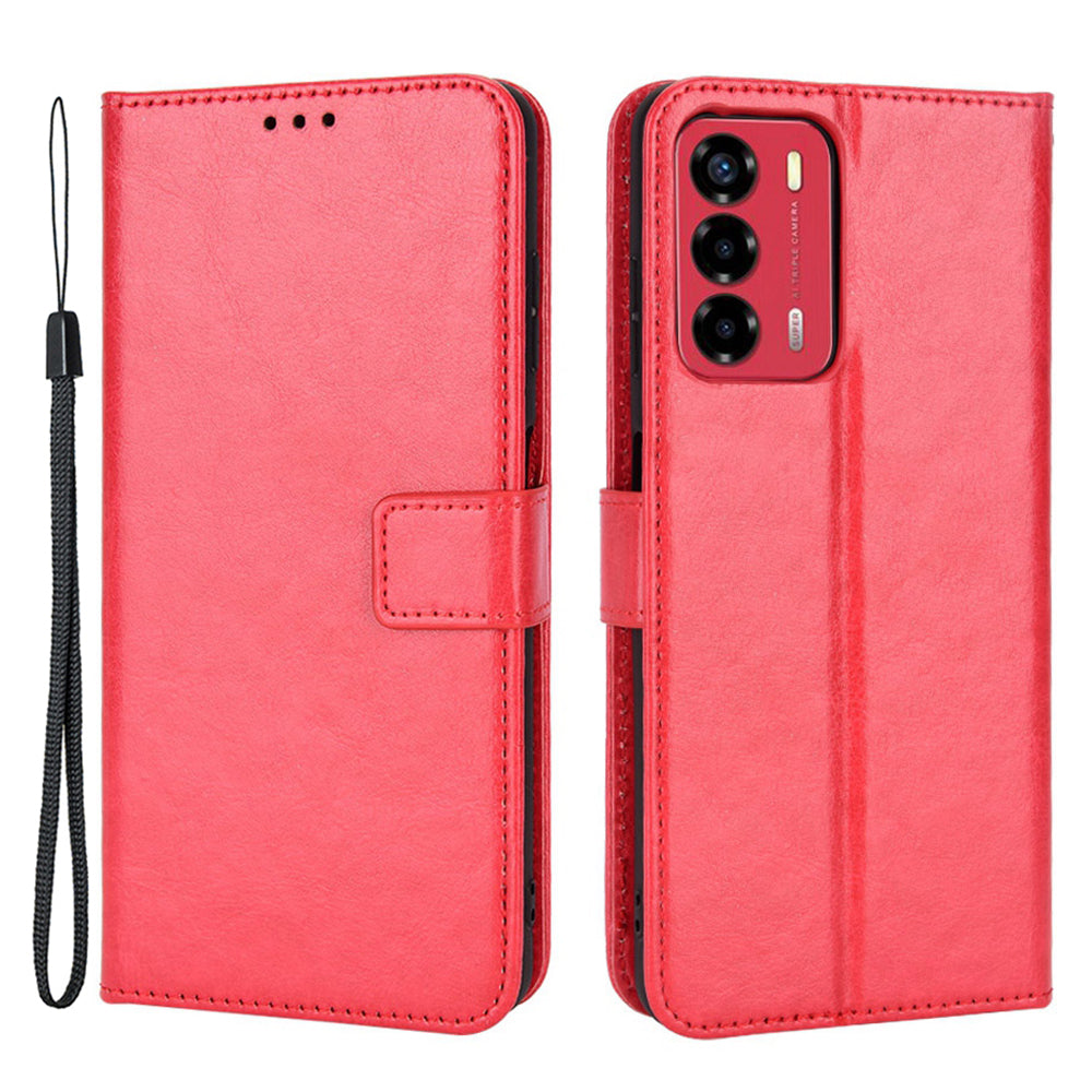 For ZTE Blade A72/Blade V40 Vita Split Leather+TPU Wallet Folio Phone Case Crazy Horse Texture Stand Anti-scratch Cell Phone Shell