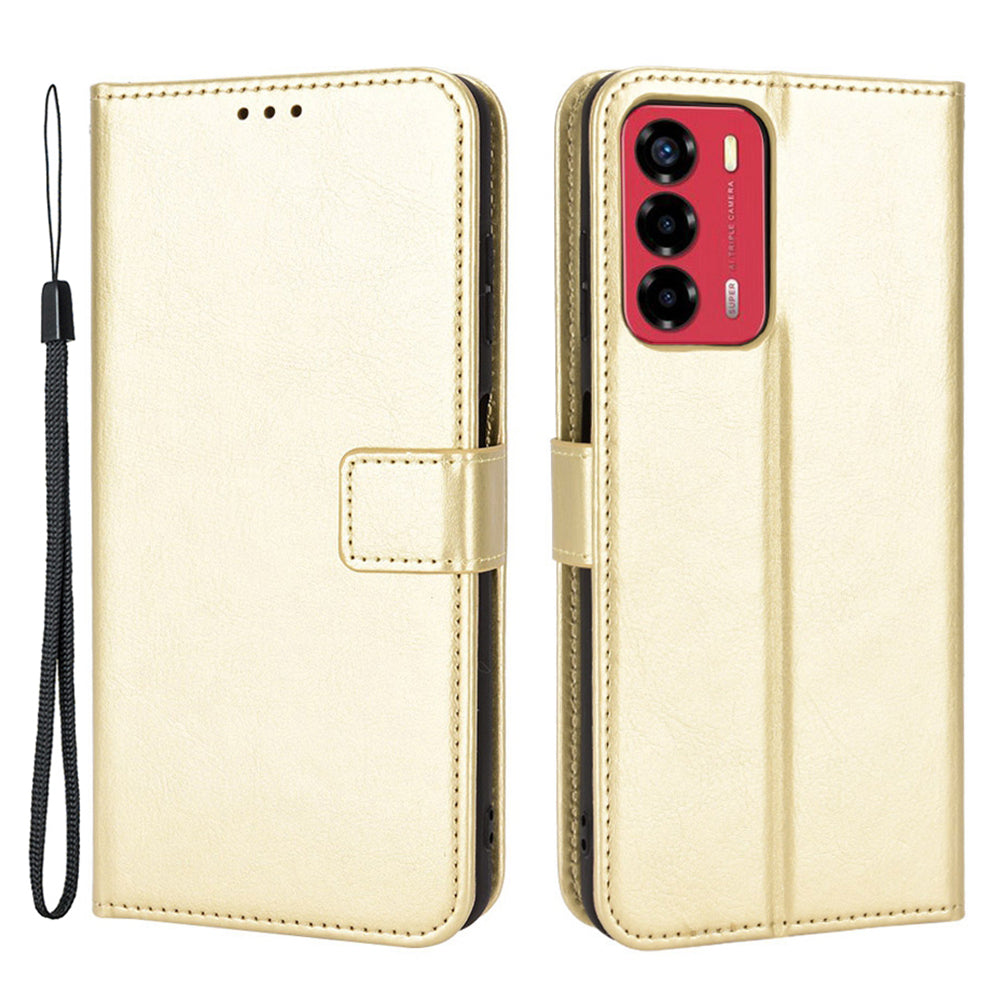 For ZTE Blade A72/Blade V40 Vita Split Leather+TPU Wallet Folio Phone Case Crazy Horse Texture Stand Anti-scratch Cell Phone Shell