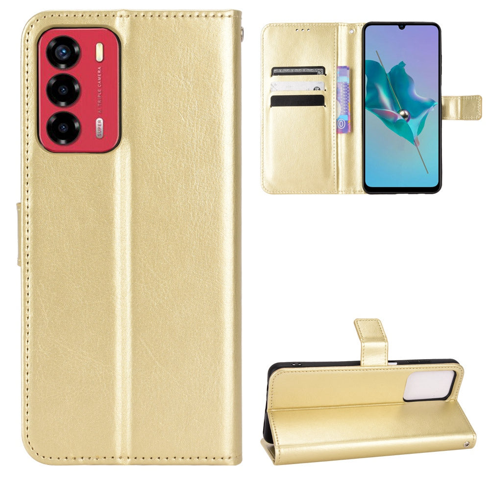 For ZTE Blade A72/Blade V40 Vita Split Leather+TPU Wallet Folio Phone Case Crazy Horse Texture Stand Anti-scratch Cell Phone Shell