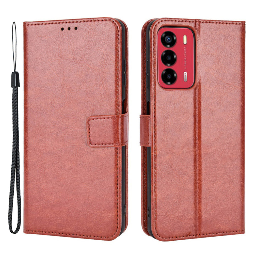 For ZTE Blade A72/Blade V40 Vita Split Leather+TPU Wallet Folio Phone Case Crazy Horse Texture Stand Anti-scratch Cell Phone Shell