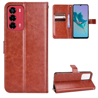 For ZTE Blade A72/Blade V40 Vita Split Leather+TPU Wallet Folio Phone Case Crazy Horse Texture Stand Anti-scratch Cell Phone Shell