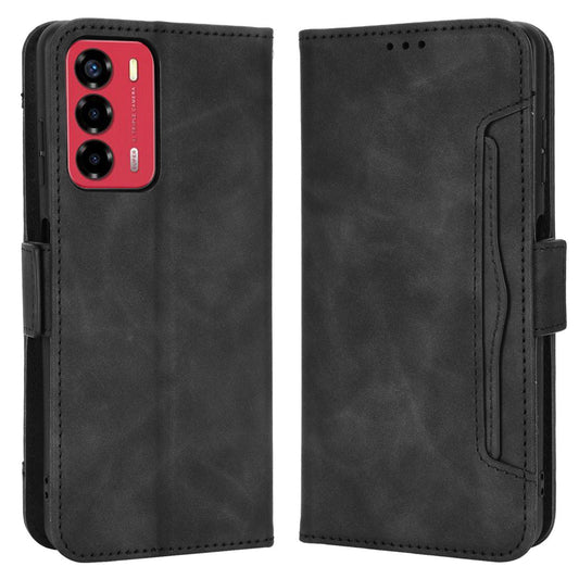 For ZTE Blade A72/V40 Vita Multiple Card Slots PU Leather Stand Case Drop-proof Wallet Phone Cover