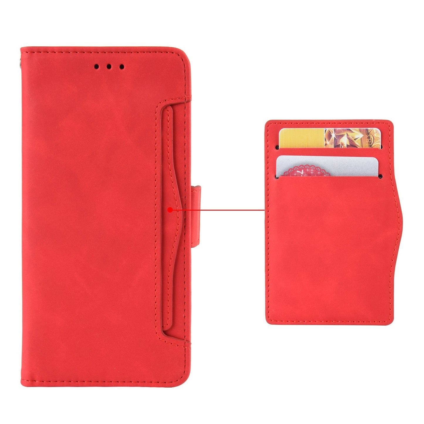 For ZTE Blade A72/V40 Vita Multiple Card Slots PU Leather Stand Case Drop-proof Wallet Phone Cover