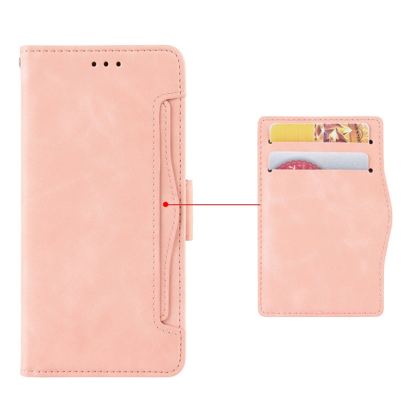 For ZTE Blade A72/V40 Vita Multiple Card Slots PU Leather Stand Case Drop-proof Wallet Phone Cover