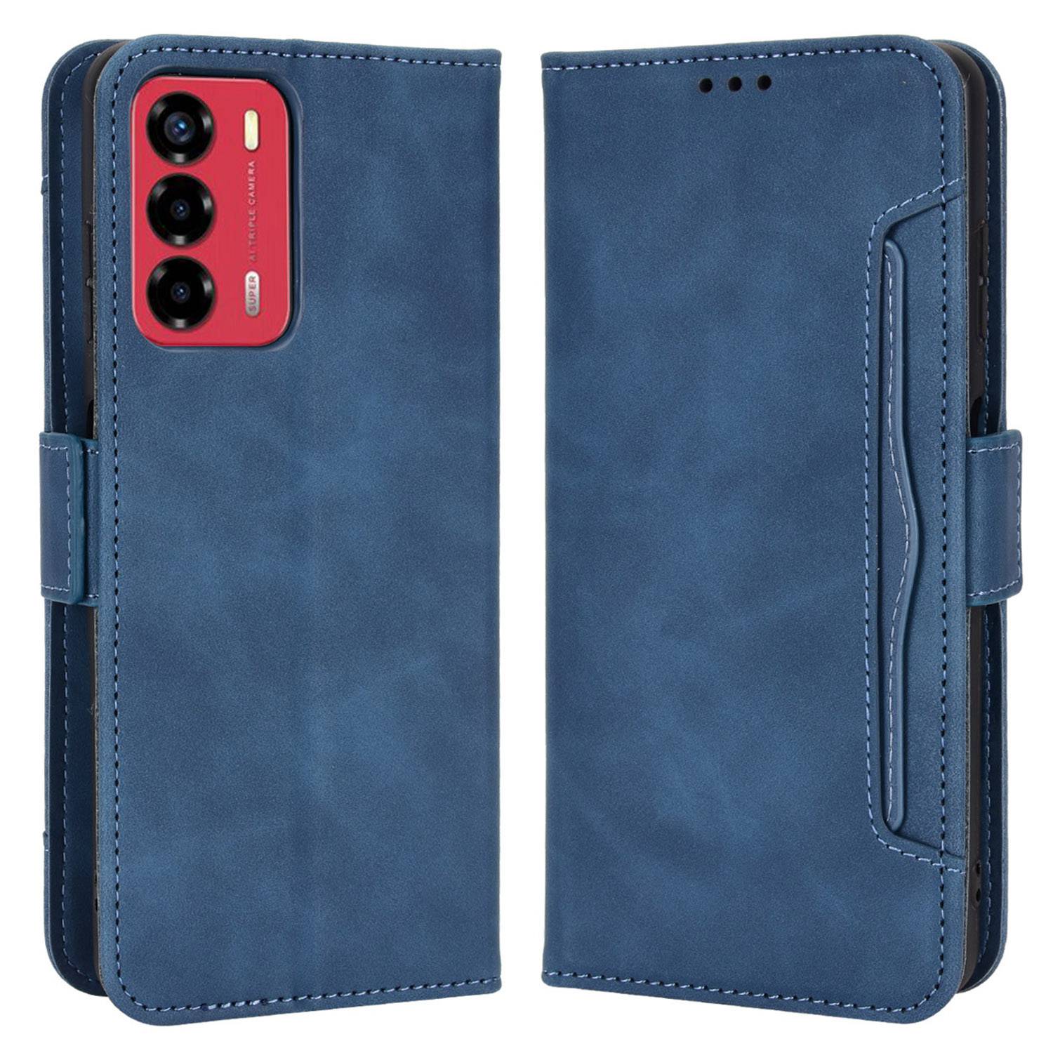 For ZTE Blade A72/V40 Vita Multiple Card Slots PU Leather Stand Case Drop-proof Wallet Phone Cover