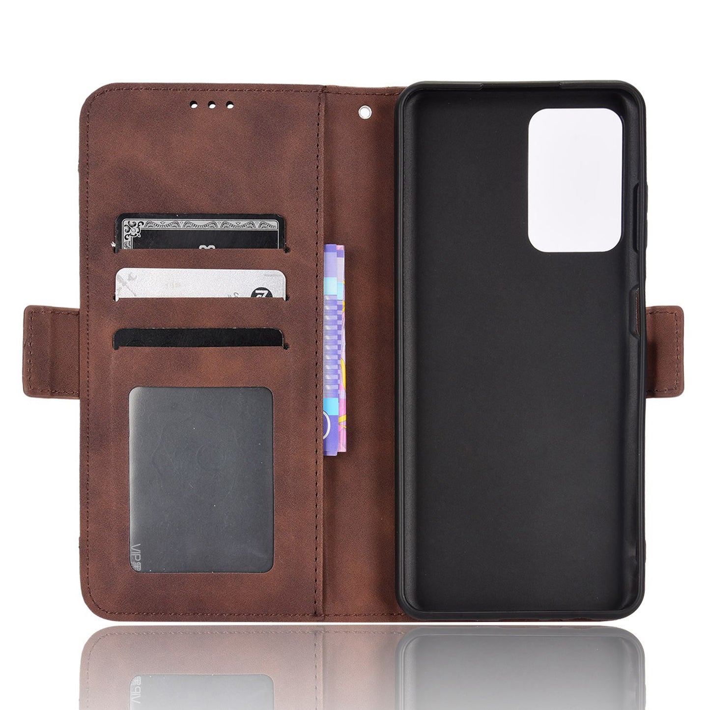 For ZTE Blade A72/V40 Vita Multiple Card Slots PU Leather Stand Case Drop-proof Wallet Phone Cover