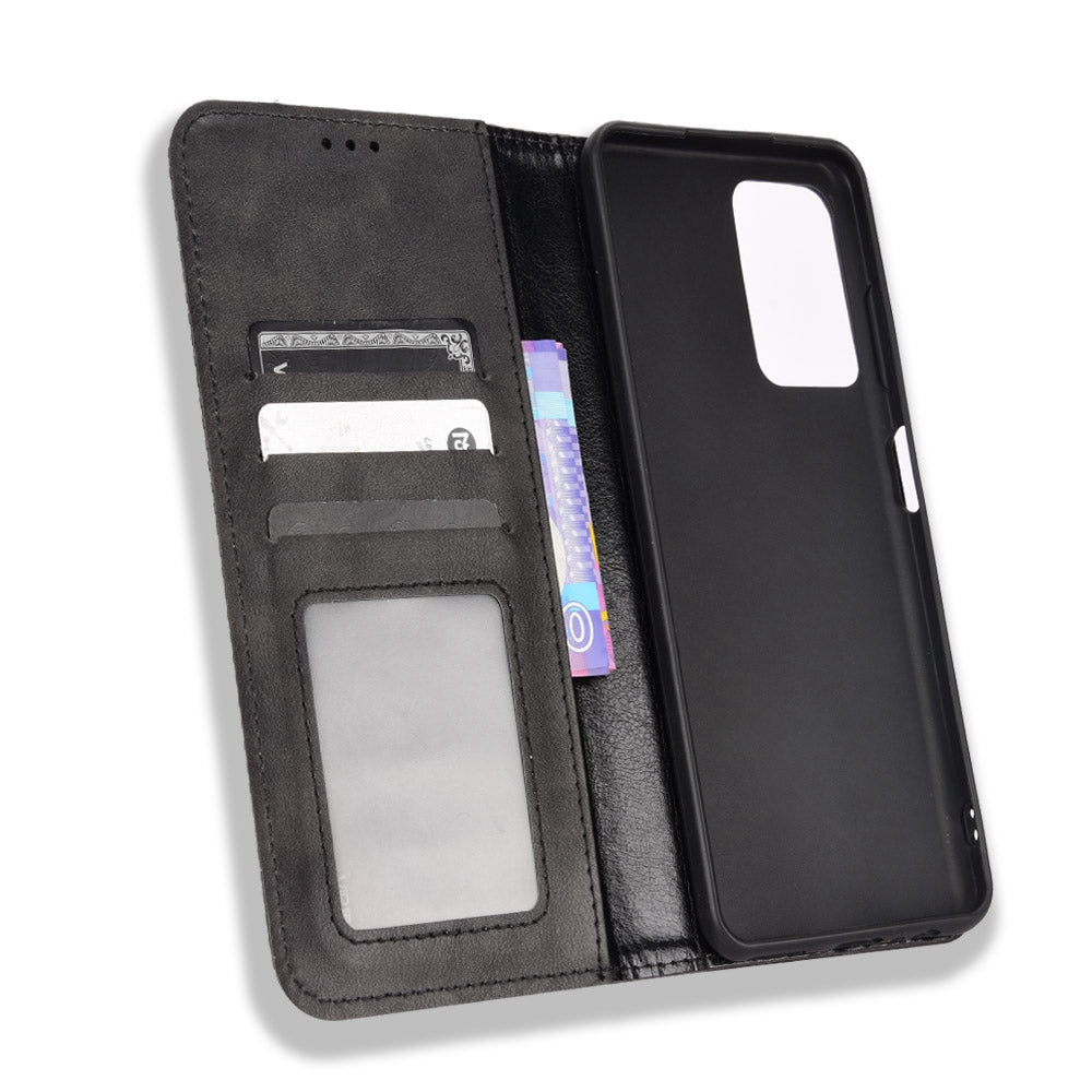 For ZTE Blade A72/V40 Vita Mosaic Imprinted Retro Leather Stand Case Magnetic Closure Wallet Phone Cover