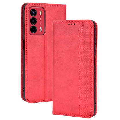 For ZTE Blade A72/V40 Vita Mosaic Imprinted Retro Leather Stand Case Magnetic Closure Wallet Phone Cover