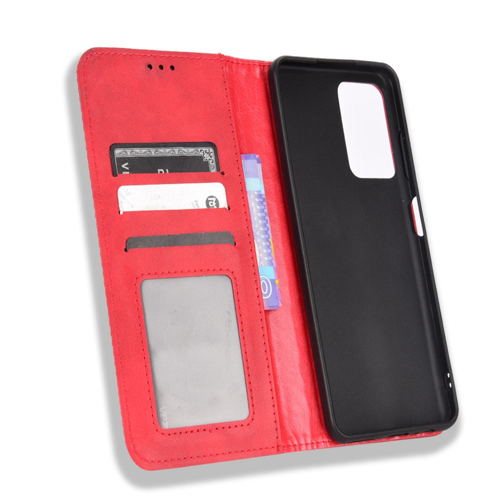 For ZTE Blade A72/V40 Vita Mosaic Imprinted Retro Leather Stand Case Magnetic Closure Wallet Phone Cover