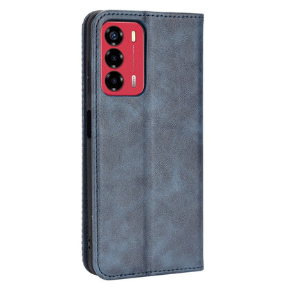 For ZTE Blade A72/V40 Vita Mosaic Imprinted Retro Leather Stand Case Magnetic Closure Wallet Phone Cover