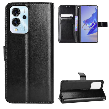 For ZTE Blade V40 Pro Leather Wallet Magnetic Case Crazy Horse Texture Viewing Stand Folio Book Cover with Wrist Strap