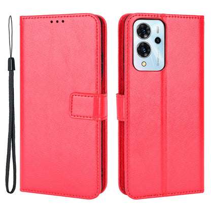 For ZTE Blade V40 Pro Leather Wallet Magnetic Case Crazy Horse Texture Viewing Stand Folio Book Cover with Wrist Strap