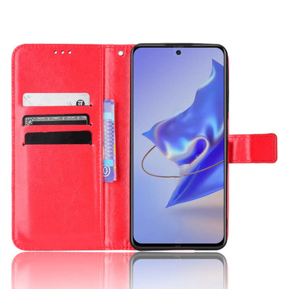 For ZTE Blade V40 Pro Leather Wallet Magnetic Case Crazy Horse Texture Viewing Stand Folio Book Cover with Wrist Strap