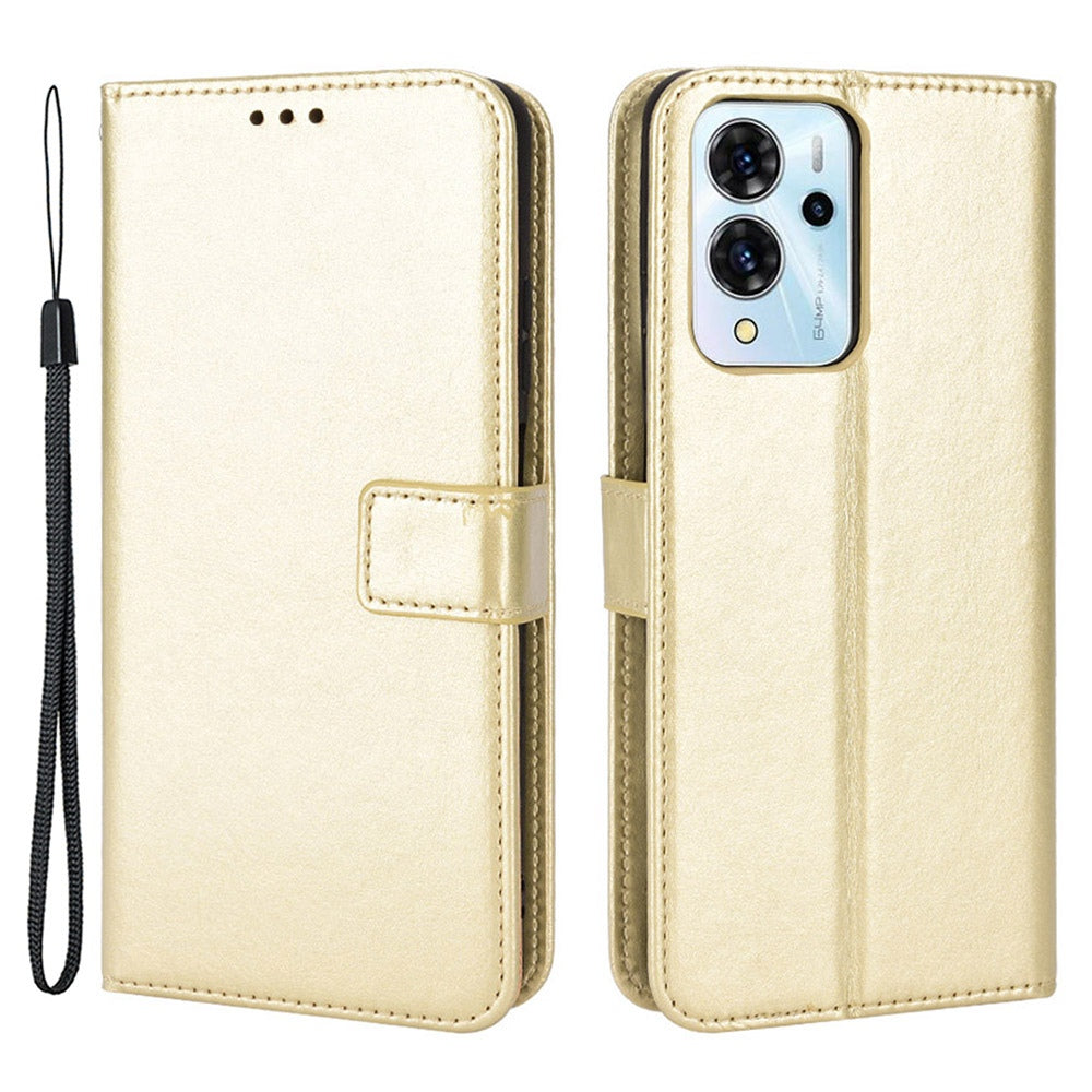 For ZTE Blade V40 Pro Leather Wallet Magnetic Case Crazy Horse Texture Viewing Stand Folio Book Cover with Wrist Strap