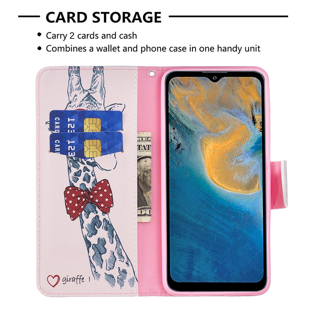 For ZTE Blade A51 BF Pattern Printing Leather Series-1 Magnetic Clasp Closure Phone Case with Adjustable Stand Folio Flip Wallet