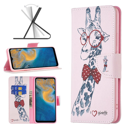 For ZTE Blade A51 BF Pattern Printing Leather Series-1 Magnetic Clasp Closure Phone Case with Adjustable Stand Folio Flip Wallet