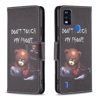 For ZTE Blade A51 BF Pattern Printing Leather Series-1 Magnetic Clasp Closure Phone Case with Adjustable Stand Folio Flip Wallet