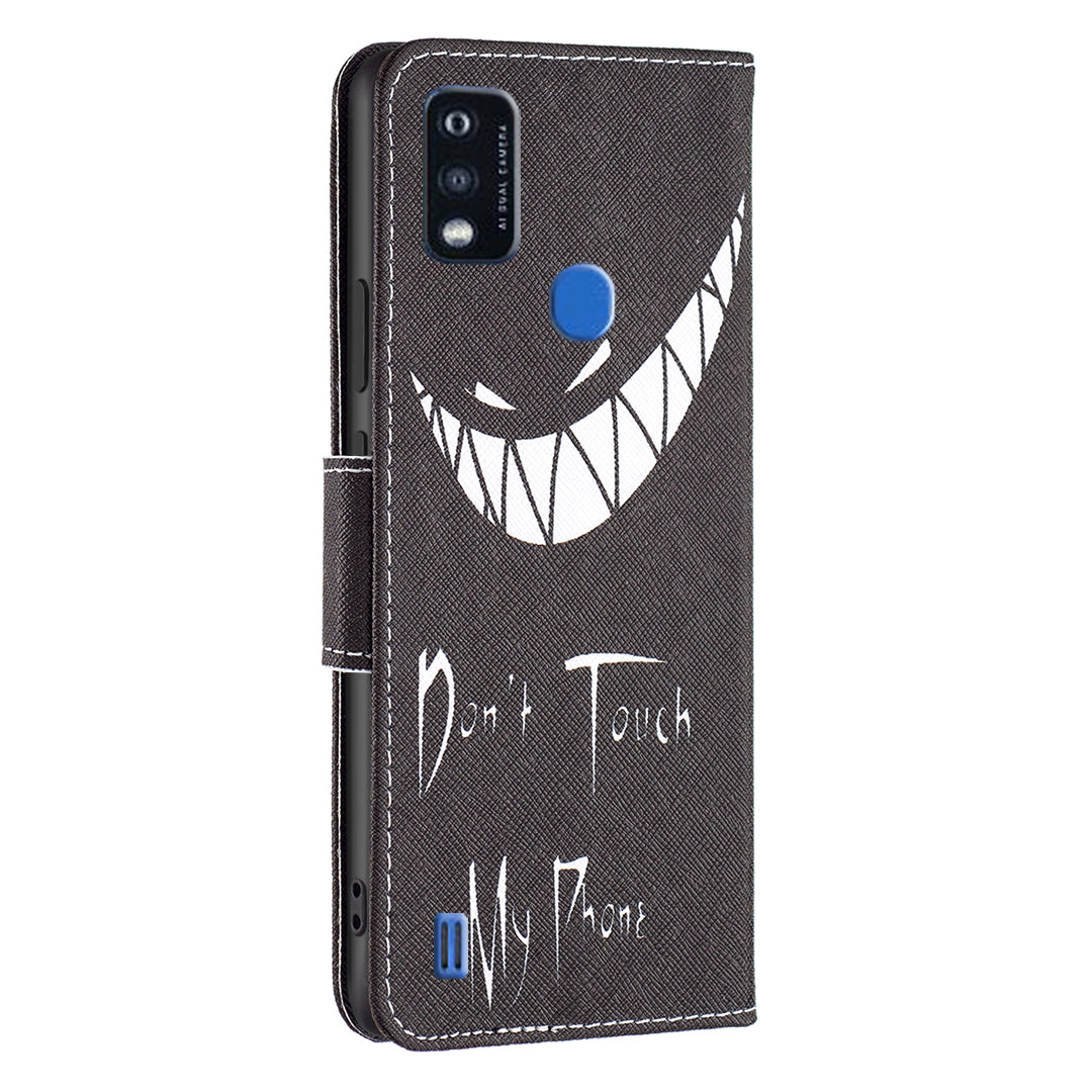 For ZTE Blade A51 BF Pattern Printing Leather Series-1 Magnetic Clasp Closure Phone Case with Adjustable Stand Folio Flip Wallet