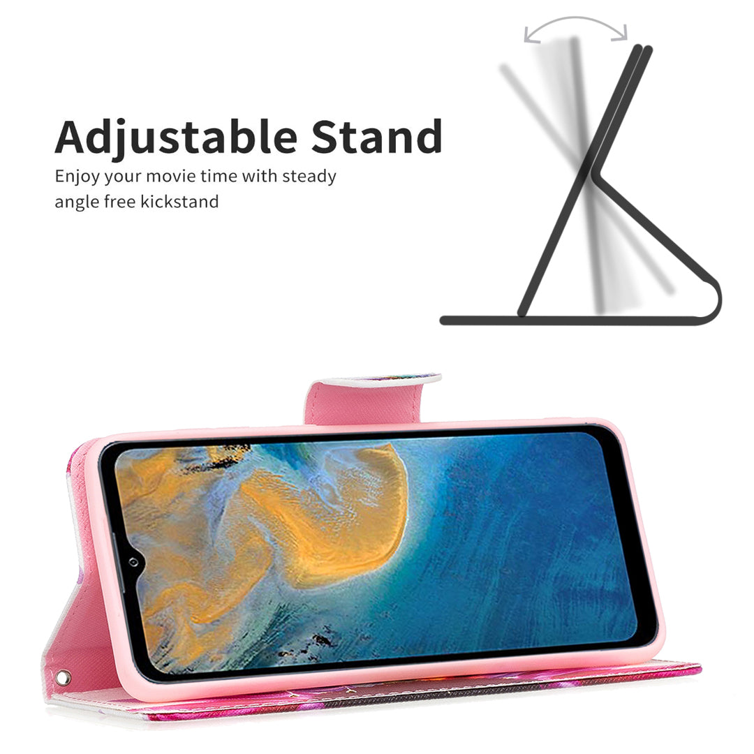 For ZTE Blade A51 BF Pattern Printing Leather Series-1 Magnetic Clasp Closure Phone Case with Adjustable Stand Folio Flip Wallet