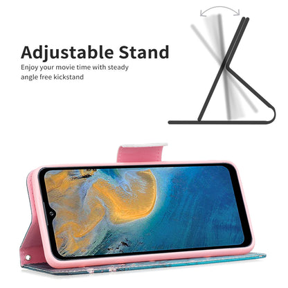 For ZTE Blade A51 BF Pattern Printing Leather Series-1 Magnetic Clasp Closure Phone Case with Adjustable Stand Folio Flip Wallet