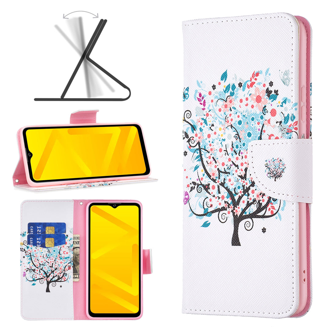 For ZTE Blade A71 BF Pattern Printing Leather Series-1 Wallet Stand Phone Case with Magnetic Clasp Closure