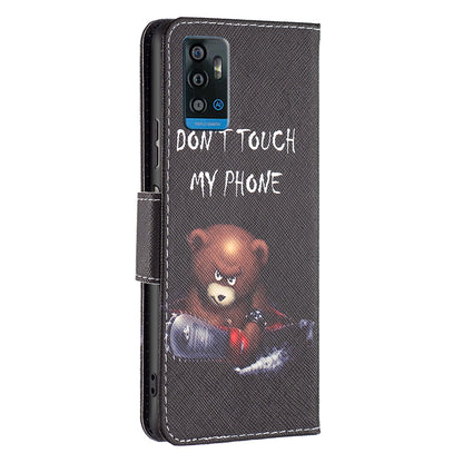 For ZTE Blade A71 BF Pattern Printing Leather Series-1 Wallet Stand Phone Case with Magnetic Clasp Closure