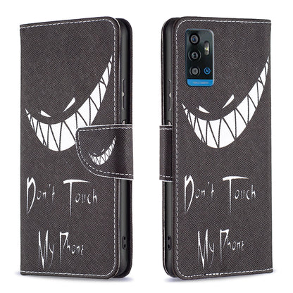 For ZTE Blade A71 BF Pattern Printing Leather Series-1 Wallet Stand Phone Case with Magnetic Clasp Closure