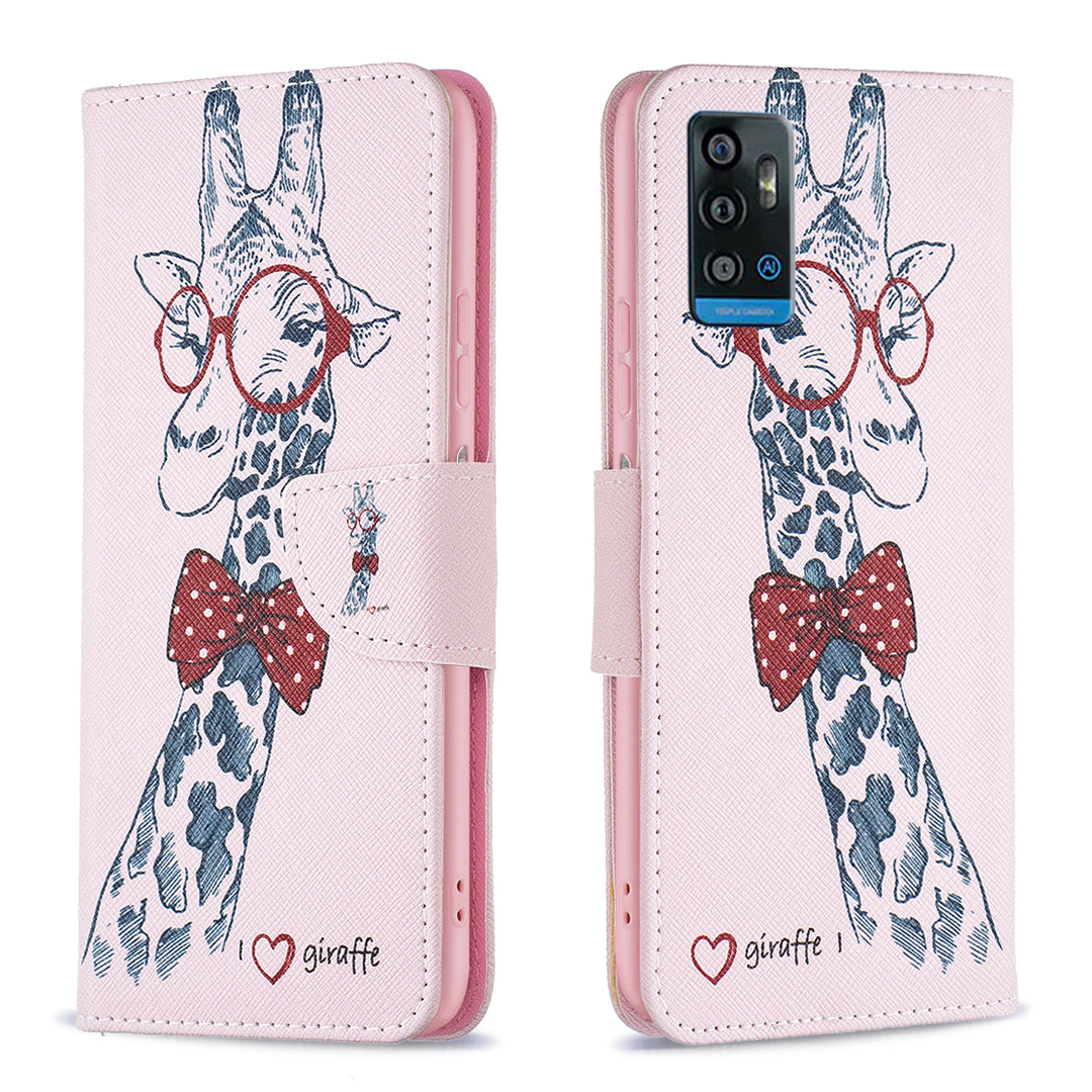 For ZTE Blade A71 BF Pattern Printing Leather Series-1 Wallet Stand Phone Case with Magnetic Clasp Closure