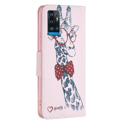 For ZTE Blade A71 BF Pattern Printing Leather Series-1 Wallet Stand Phone Case with Magnetic Clasp Closure