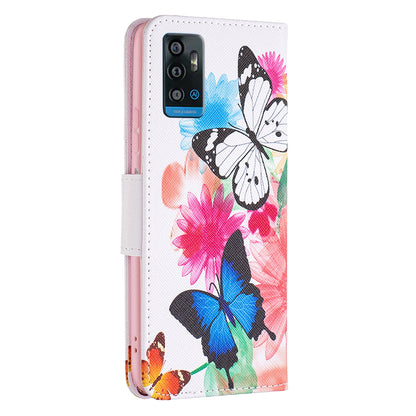 For ZTE Blade A71 BF Pattern Printing Leather Series-1 Wallet Stand Phone Case with Magnetic Clasp Closure