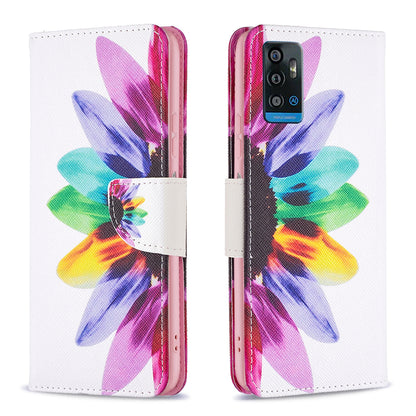 For ZTE Blade A71 BF Pattern Printing Leather Series-1 Wallet Stand Phone Case with Magnetic Clasp Closure