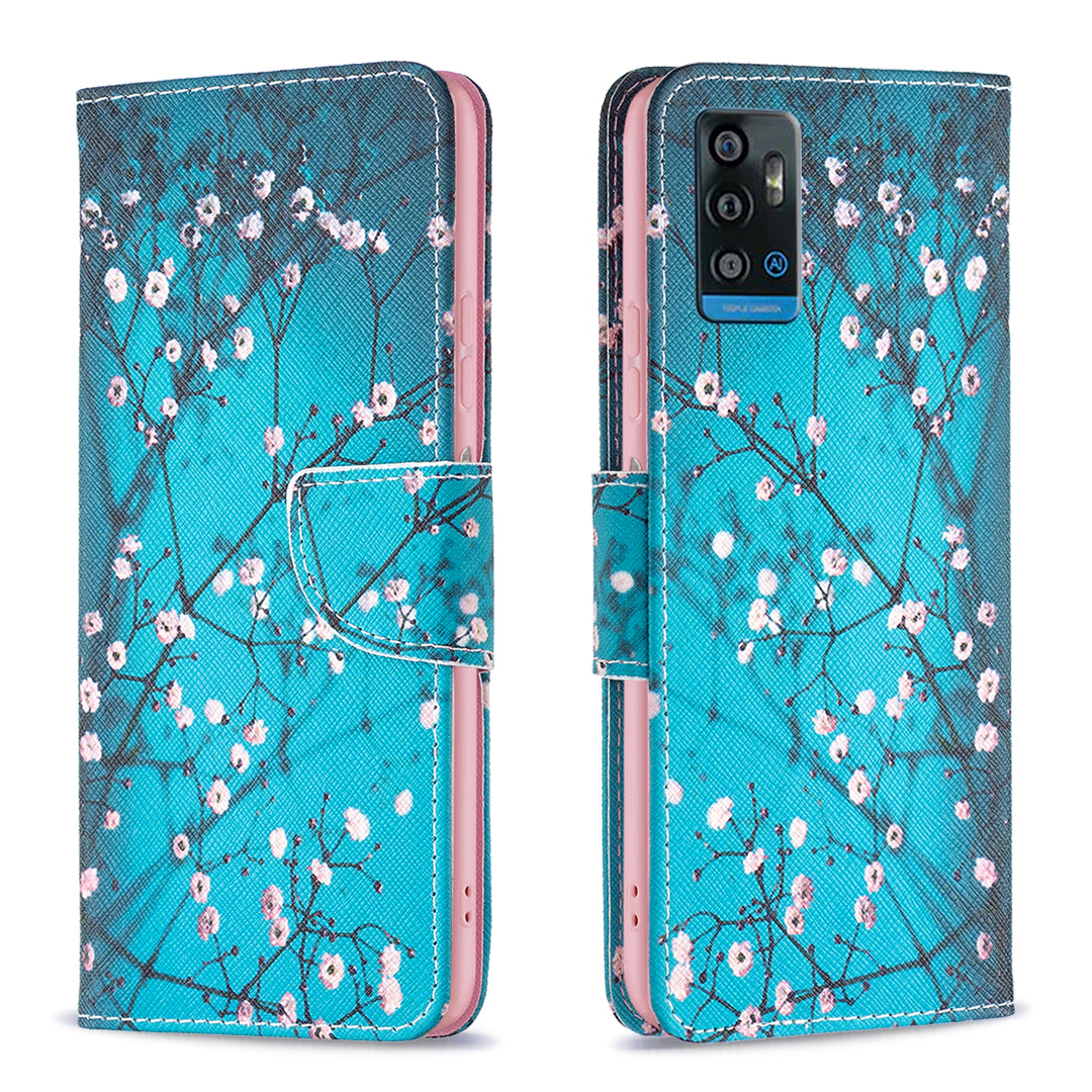 For ZTE Blade A71 BF Pattern Printing Leather Series-1 Wallet Stand Phone Case with Magnetic Clasp Closure