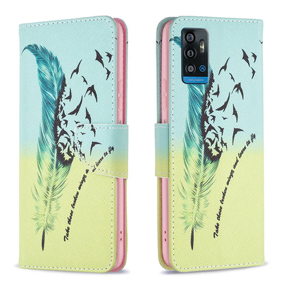 For ZTE Blade A71 BF Pattern Printing Leather Series-1 Wallet Stand Phone Case with Magnetic Clasp Closure