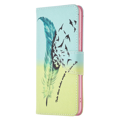 For ZTE Blade A71 BF Pattern Printing Leather Series-1 Wallet Stand Phone Case with Magnetic Clasp Closure